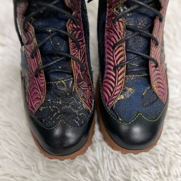 L'Artiste Spring Step Ileana Boots Ankle Floral Zip Women’s SZ 5.5 /36 Leather - Picture 2 of 16